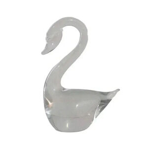 Vintage Clear Art Glass Swan Tang ‘85 Signed Bird Minature Decor 1985 Trinket